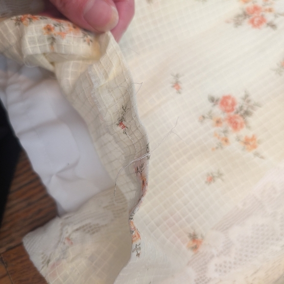 Vintage Handmade Cream Dress with Peach Floral Pattern, Back Zip - Picture 4 of 4